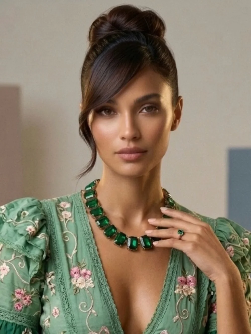 Bold Emerald Green Gemstone Statement Necklace
